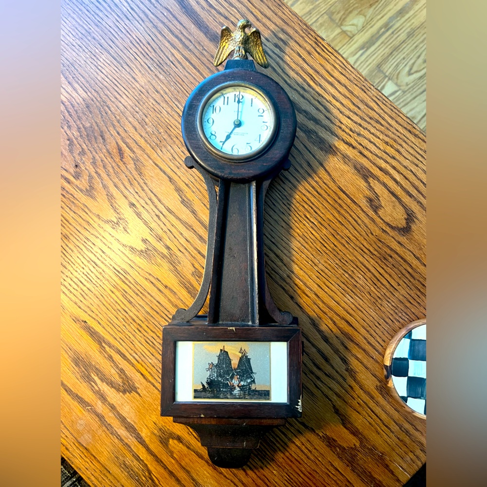 Antique New Haven Clock Co. 🕰️ Willmar Banjo Clock 🕰️ Ships Signed 8 Hour
